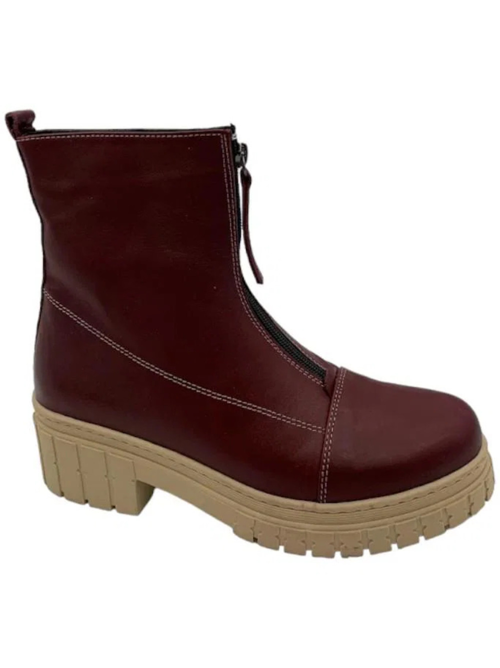 Sheridan Mia Leather Front-Zip Ankle Boots Bonaire Bordo - Medium
